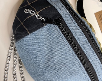 Denim Fanny Pack / Fanny Pack / Fanny pack with chains /