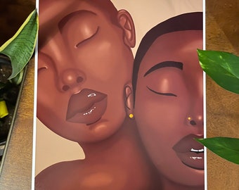 Impresión de chocolate profundo // Arte afro // Arte de niña negra // Arte de cabello natural //