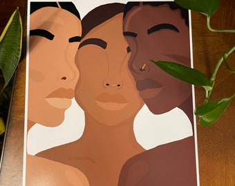 impresión de tonos // Afro Art // Black Girl Art // Natural Hair Art //
