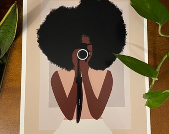 fotógrafo Bae print // Afro Art // Black Girl Art // Natural Hair Art //