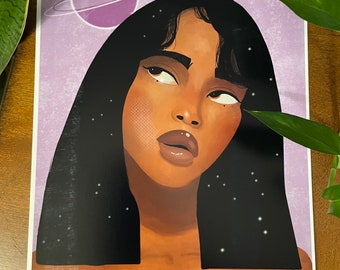 impresión de saturno // Arte afro // Arte de niña negra // Arte de cabello natural //