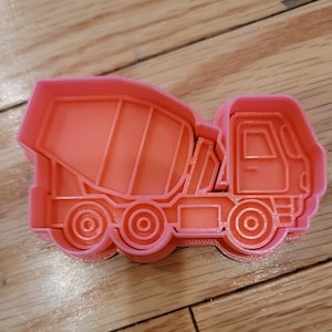 Cement Truck Cookie Cutter and Embosser, Cement Truck Fondant Cutter and Embosser, Cement Truck Clay Cutter and Embosser