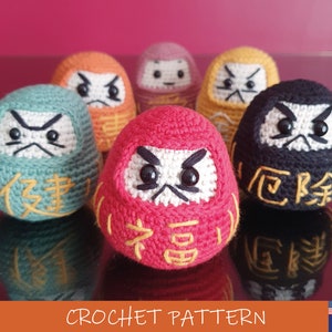 Daruma Doll Crochet Pattern, Japanese traditional lucky charm, digital tutorial to download (English & French), DIY Amigurumi by Potigurumi