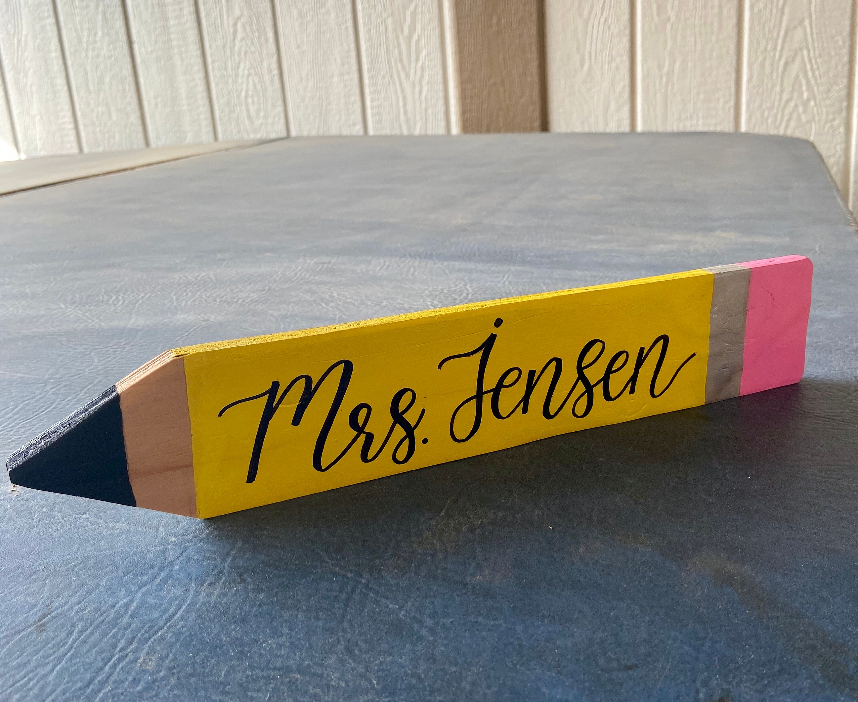 Personalized Teacher Wooden Pencil Name Plate Etsy