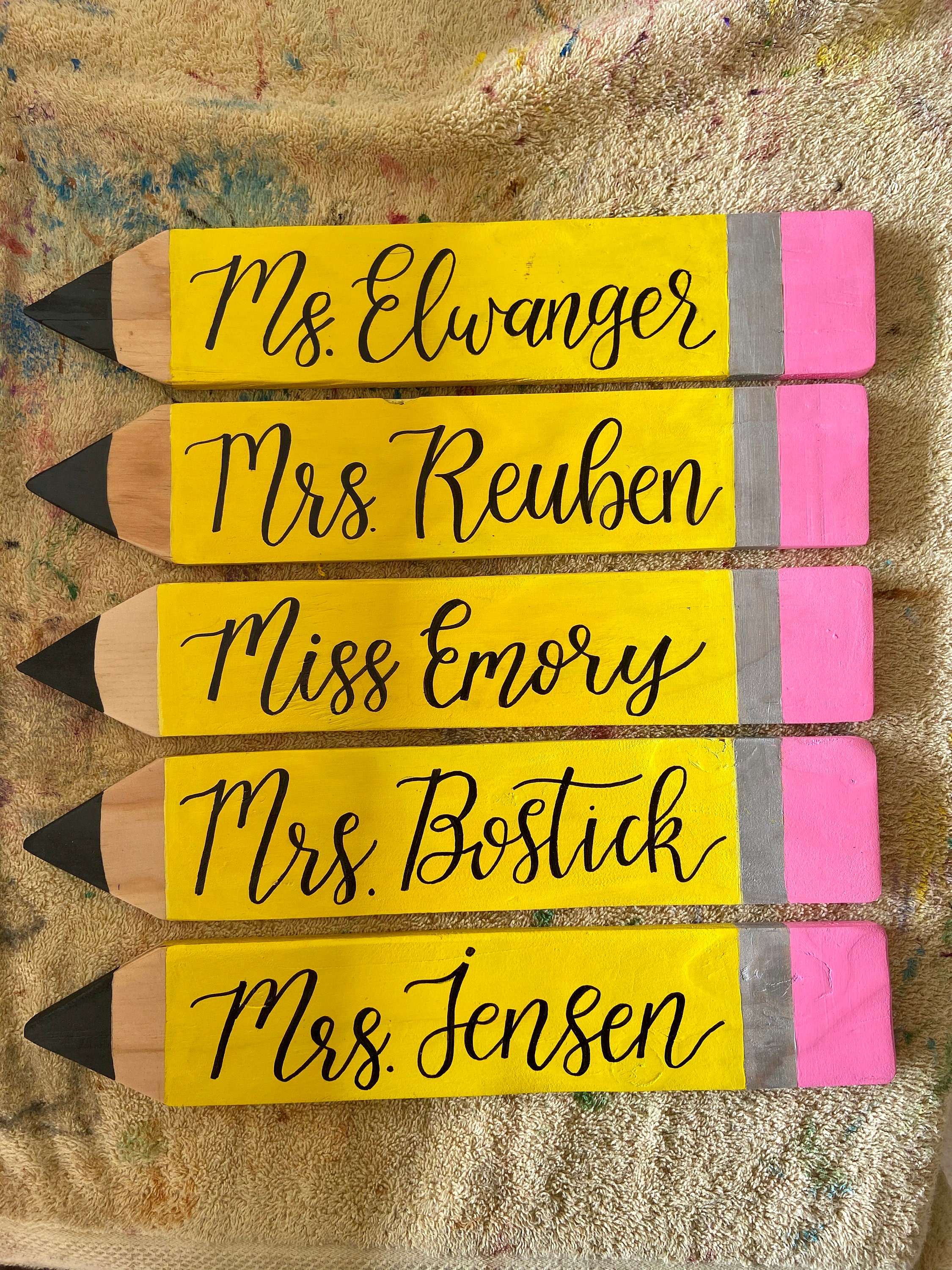 Personalized Teacher Wooden Pencil Name Plate Etsy