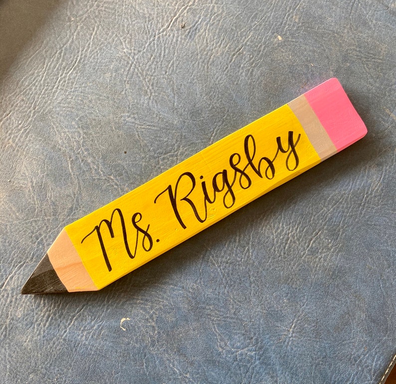 Personalized Teacher Wooden Pencil Name Plate Etsy