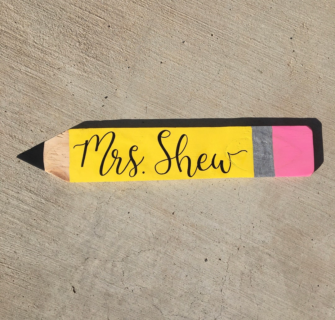 Personalized Teacher Wooden Pencil Name Plate Etsy