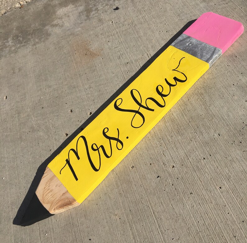 Personalized Teacher Wooden Pencil Name Plate Etsy