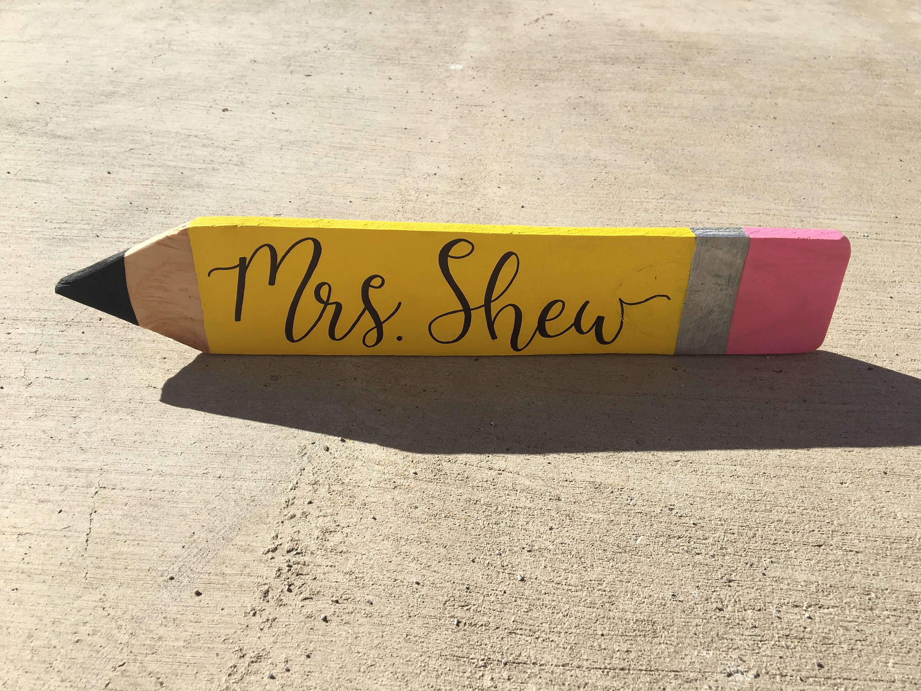 Personalized Teacher Wooden Pencil Name Plate Etsy