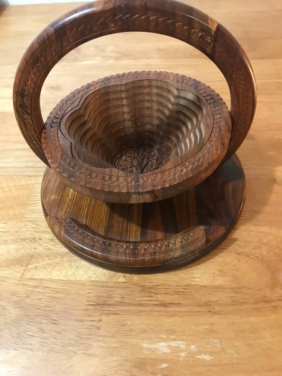 Flower - Wooden Bowl - Collapsible Basket - Fruits Basket - Christmas Gift - Gift For Her - Wedding - Hot Plate - Kitchen Island