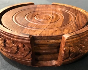 Carved Coasters - Christmas Gift - Holiday Gift - Gift For Mom - Gift For Her - Gift For Him - Kitchen Island  - Wedding - Cabin Style Décor