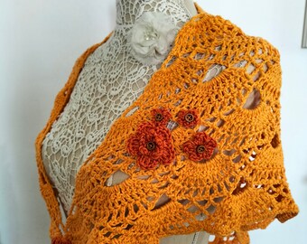 Bolero shawl child yellow orange in cotton