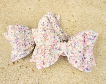 Girl Hair Bow, Big Glitter Bow, Glitter Pigtails, Pastel Bows, Pink Glitter, Purple Glitter, Gold Glitter, Teal Glitter, Birthday Party Gift