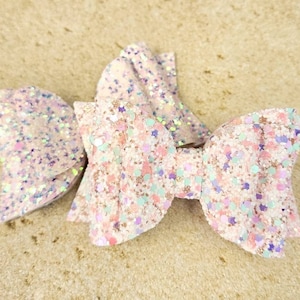 Big Glitter Girl Hair Bow: Pastel Party Pigtails