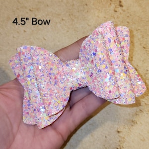 Girl Hair Bow, Big Glitter Bow, Glitter Pigtails, Pastel Bows, Pink Glitter, Purple Glitter, Gold Glitter, Teal Glitter, Birthday Party Gift 4.5" Bow