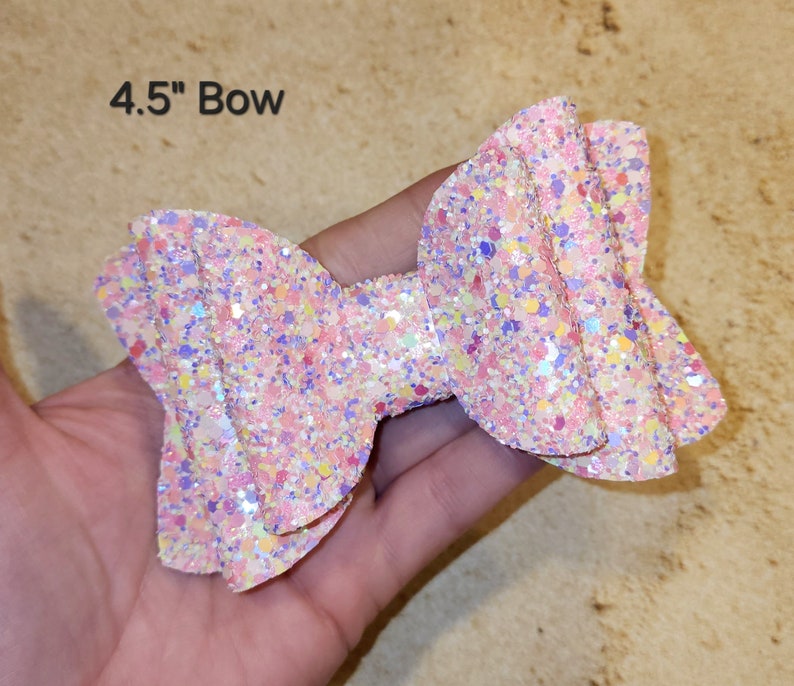 Girl Hair Bow, Big Glitter Bow, Glitter Pigtails, Pastel Bows, Pink Glitter, Purple Glitter, Gold Glitter, Teal Glitter, Birthday Party Gift 4.5" Bow