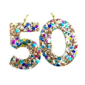 Glitter Number Earrings: Birthday Gift, Lucky Number Jewelry