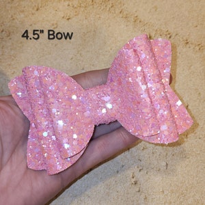 Pink Glitter Bow, Big Glitter Bow, Pastel Spring Bow, Toddler Hair Clip, Baby Bow Headband, Small Piggy Bows, Big Cheer Bow, Pigtail Bow Set 4.5" Bow