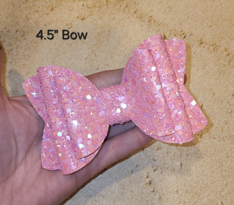 Pink Glitter Bow, Big Glitter Bow, Pastel Spring Bow, Toddler Hair Clip, Baby Bow Headband, Small Piggy Bows, Big Cheer Bow, Pigtail Bow Set 4.5" Bow