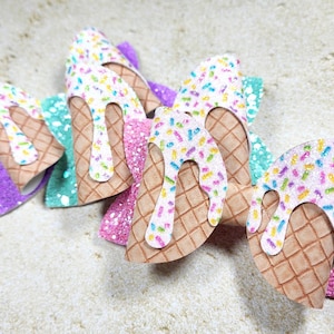 Ice Cream Hair Bows, Ice Cream Birthday, Ice Cream Bow, Baby Headband, Girls Hair Bow, Hair Clip, Two Sweet Ice Cream Party, Four Ever Sweet