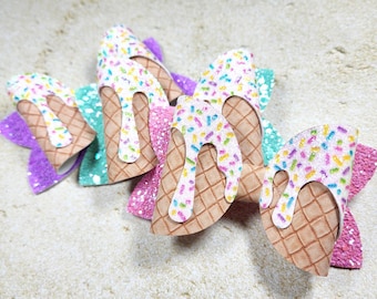 Ice Cream Hair Bows, Ice Cream Birthday, Ice Cream Bow, Baby Headband, Girls Hair Bow, Hair Clip, Two Sweet Ice Cream Party, Four Ever Sweet