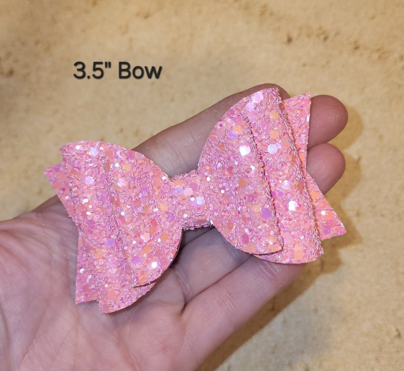 Pink Glitter Bow, Big Glitter Bow, Pastel Spring Bow, Toddler Hair Clip, Baby Bow Headband, Small Piggy Bows, Big Cheer Bow, Pigtail Bow Set 3.5" Bow