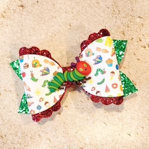Girls Hair Bow, Children’s Book Bows, Baby Headband, toddler Hair Clip, The Very Hungry Caterpillar Bow, Hungry Caterpillar Birthday Party