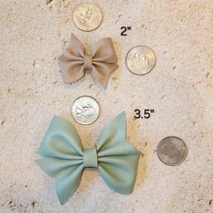 Baby Hair Bow Set, Baby Headband, Newborn Bow Set, Boho Bow, Soft Muted Bow, Baby Girl Hair Bow, Newborn Baby Gift, Baby Shower Gift, Suede image 4