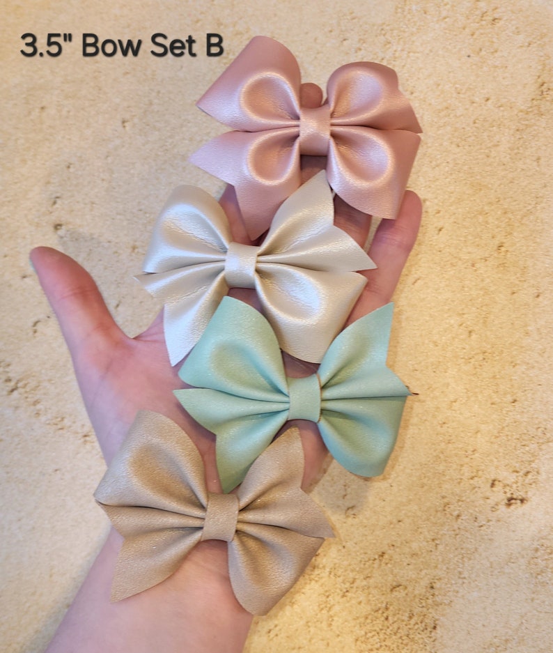 Baby Hair Bow Set, Baby Headband, Newborn Bow Set, Boho Bow, Soft Muted Bow, Baby Girl Hair Bow, Newborn Baby Gift, Baby Shower Gift, Suede image 8