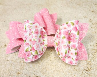 Wholesale Floral Hair Bow, Easter Bow, Pastel Pink Bow, Baby Bow Headband, Easter Gift Girl, Pink Flower Bow, Pink Flower Dress, Hair Clip