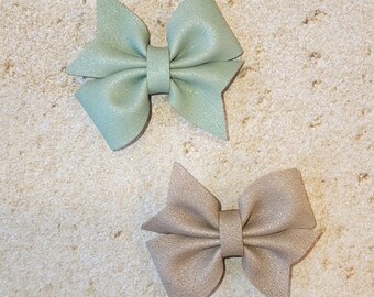 Neutral Hair Bow, Boho Nude Bow, Shimmer Bow, Beige Bow, Sage Green Bow, Suede Bow, Toddler Hair Clip, Little Girl Bow, Baby Nylon Headband