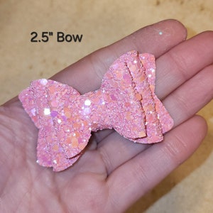 Pink Glitter Bow, Big Glitter Bow, Pastel Spring Bow, Toddler Hair Clip, Baby Bow Headband, Small Piggy Bows, Big Cheer Bow, Pigtail Bow Set 2.5" Bow