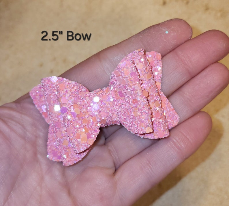 Pink Glitter Bow, Big Glitter Bow, Pastel Spring Bow, Toddler Hair Clip, Baby Bow Headband, Small Piggy Bows, Big Cheer Bow, Pigtail Bow Set 2.5" Bow