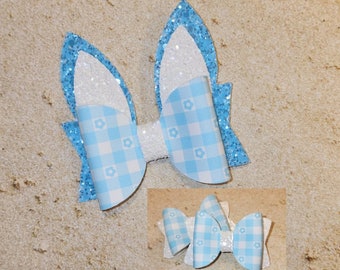 Blue Gingham Bows, Bunny Ears Bow, Blue Glitter Bow, Toddler Hair Clip, Easter Outfit Girl, Baby Headband, Princess Party Hat, Piggy Bows