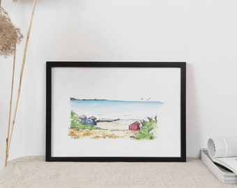 Seascape Art Print | Ocean Illustration | A4 A5 Unframed Print | Beach Painting