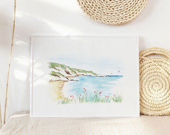 Seascape Fine Art Print | Ocean Watercolour Painting | Beach A4 A5 Unframed Print | Wall Decor