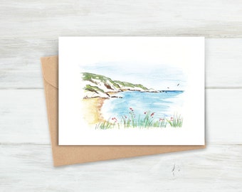 Seascape Greetings Card | Beach Birthday Card | Ocean Thank You Notelet | Cornwall Inspired Card | Stationery