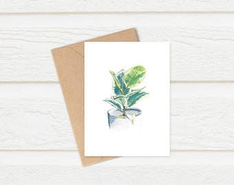 Botanische Grußkarte | Zimmerpflanze Geburtstagskarte | Natur Danke Notelet | Einladung