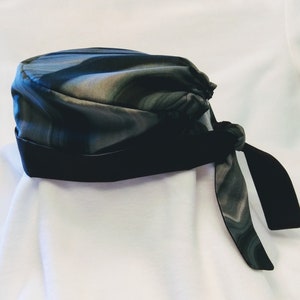 Black and Gray Marble with black Surgical Scrub Cap