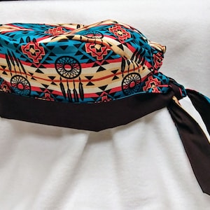 Aztec design and black Surgical Scrub Cap