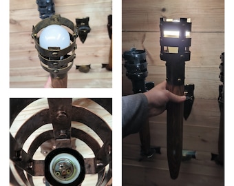 Removable light torch for battery bulb Wall candleholders Vikings Flame Wall sconce