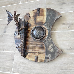 Handmade Dragon Shield Sconce: Medieval Castle Wall Lamp