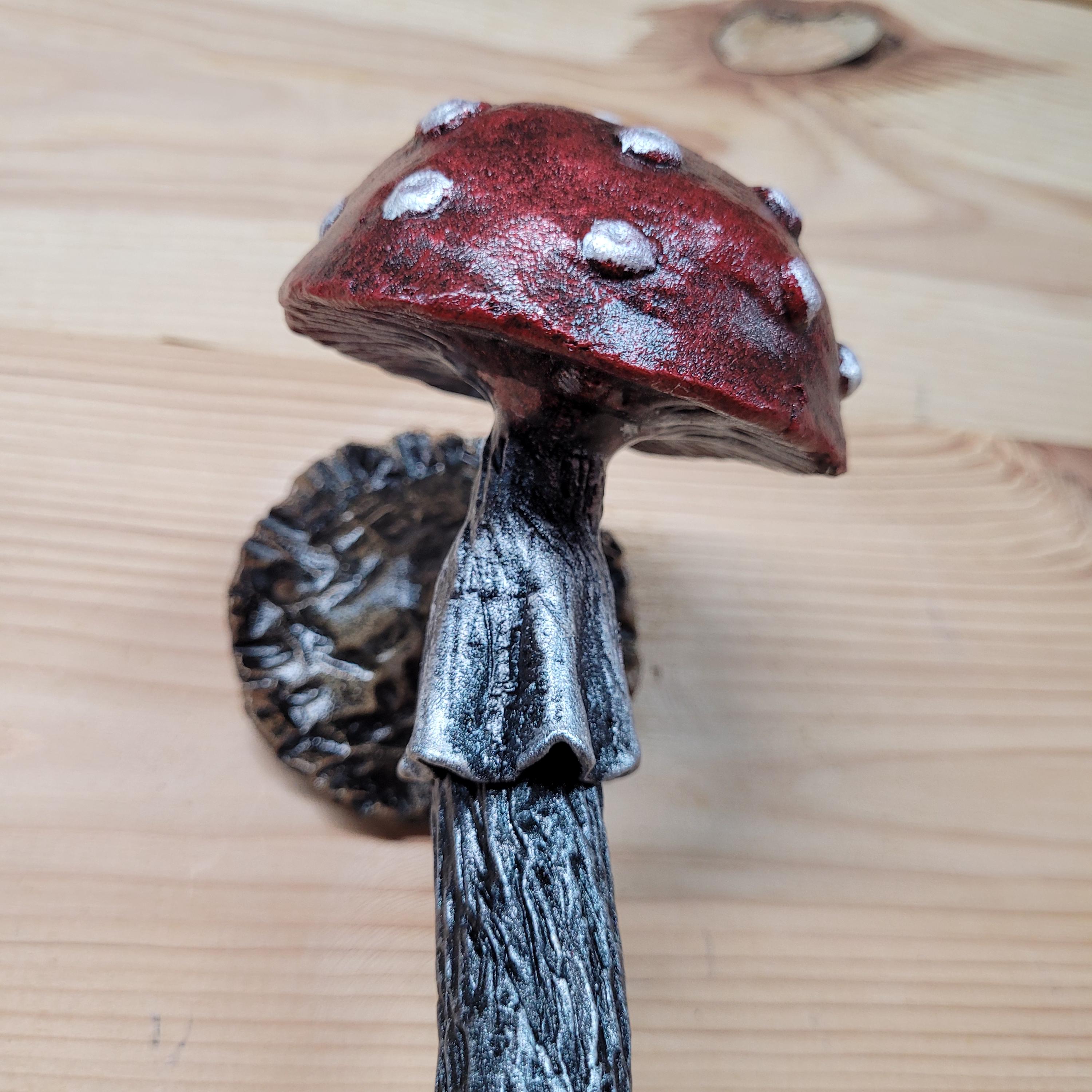 Hand-forged Wrought Iron Fly Agaric Mushroom Door Handle