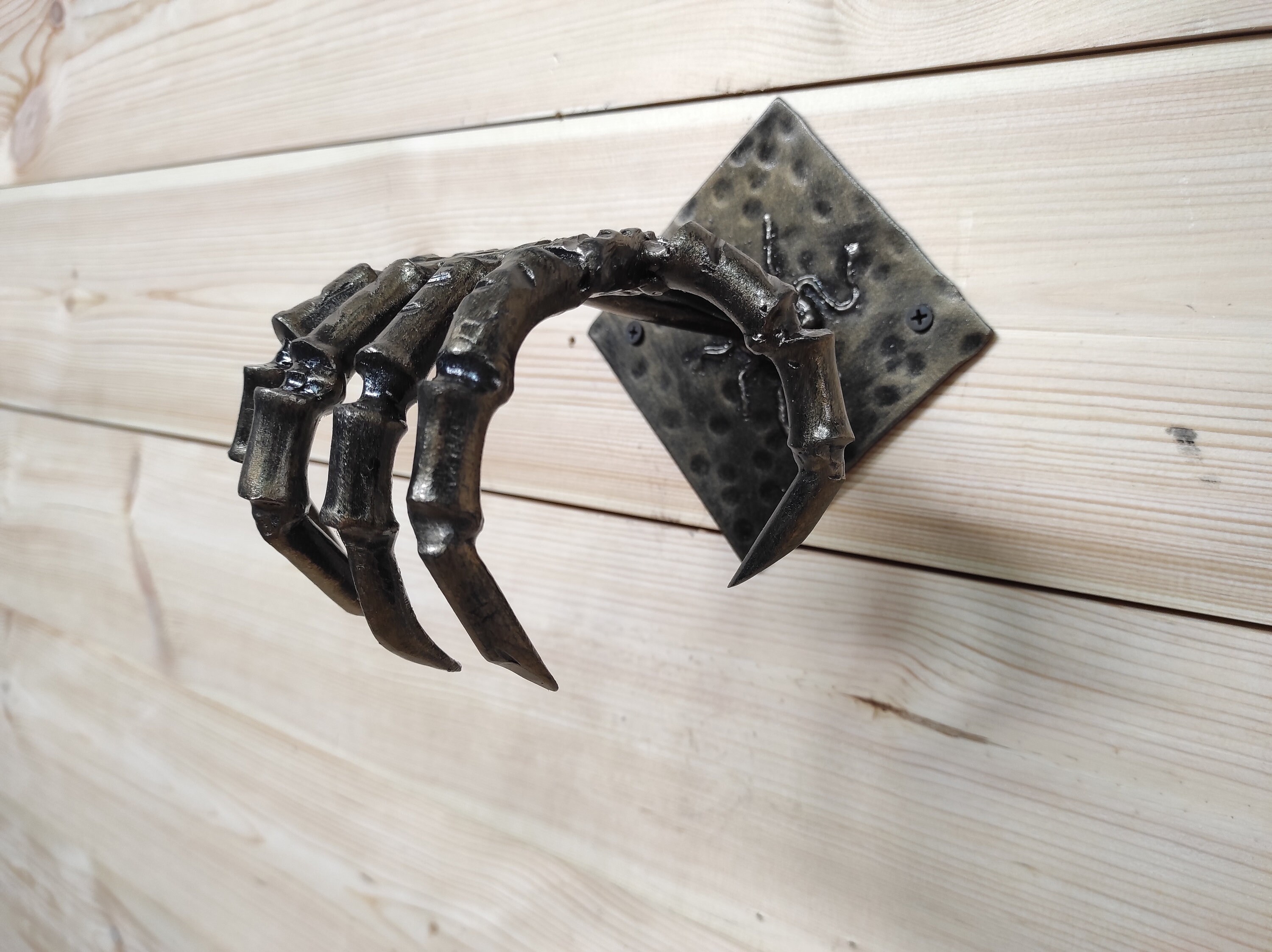 Hand Forged Steel Skeleton Hand Door Handle - Gothic Decor - Etsy