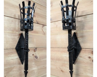 Hand Forged Black Metal Wall Sconce Lighting Fixture