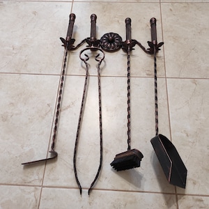 Forged fireplace tools set, Fireplace poker, Fireplace Tongs, Shovel, Broom, Hand Forged, Fireplace Gift, Fireplace Tool, Fire Poker