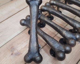 Manija de puerta de hueso de acero forjado a mano: herrajes para puertas de granero