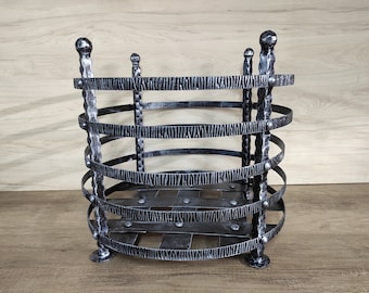 Handmade Metal Firewood Basket: Rustic Fireplace Log Holder