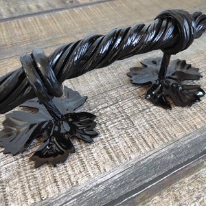 Hand Forged Iron Door Handle: Rustic Barn Decor (10")