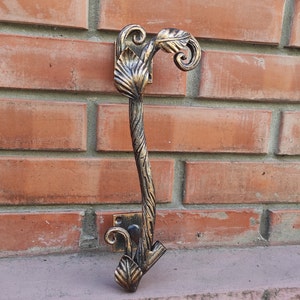 Hand Forged Steel Barn Door Handle: Branch & Flower Design